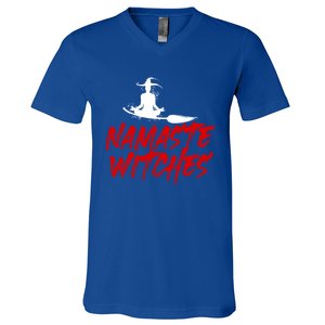 Namaste Witches Halloween Funny Yoga Witch Meme Funny Gift V-Neck T-Shirt