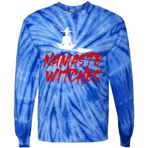 Namaste Witches Halloween Funny Yoga Witch Meme Funny Gift Tie-Dye Long Sleeve Shirt