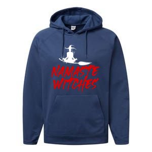 Namaste Witches Halloween Funny Yoga Witch Meme Funny Gift Performance Fleece Hoodie