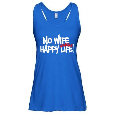 No Wife Happy Single Life Gift Ladies Essential Flowy Tank