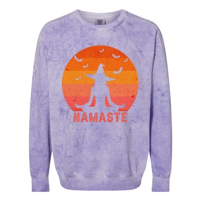 Namaste Witches Halloween Yoga Witch Costume Cool Gift Colorblast Crewneck Sweatshirt