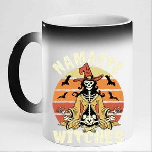 Namaste Witches Halloween Funny Skeleton Yoga Witch Meme Gift 11oz Black Color Changing Mug