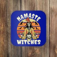 Namaste Witches Halloween Funny Skeleton Yoga Witch Meme Gift Coaster