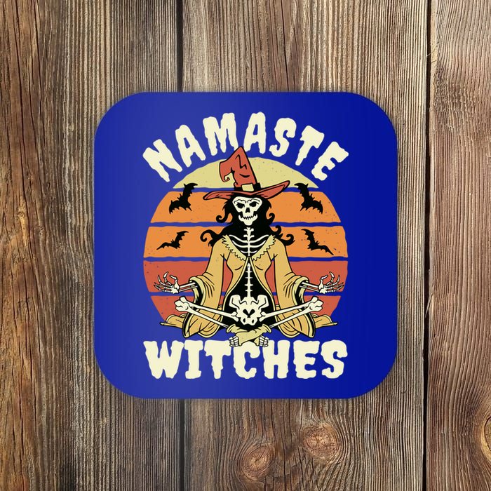 Namaste Witches Halloween Funny Skeleton Yoga Witch Meme Gift Coaster