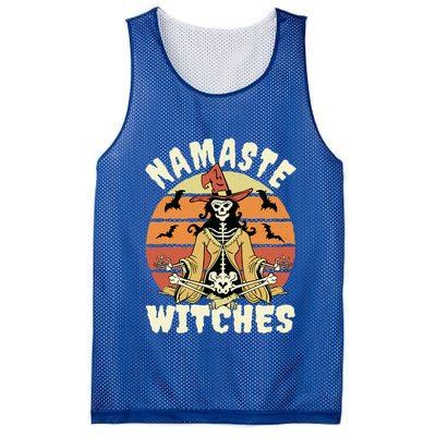 Namaste Witches Halloween Funny Skeleton Yoga Witch Meme Gift Mesh Reversible Basketball Jersey Tank
