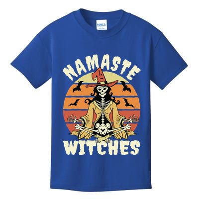 Namaste Witches Halloween Funny Skeleton Yoga Witch Meme Gift Kids T-Shirt