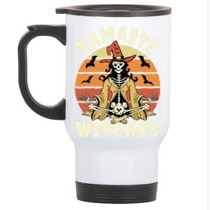 Namaste Witches Halloween Funny Skeleton Yoga Witch Meme Gift Stainless Steel Travel Mug