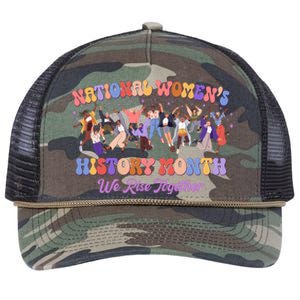 National Womens History Month We Rise Together Retro Rope Trucker Hat Cap