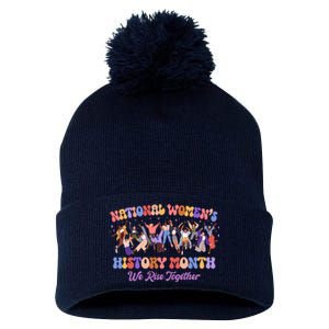 National Womens History Month We Rise Together Pom Pom 12in Knit Beanie