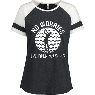 No Worries IVe Taken My Shots Enza Ladies Jersey Colorblock Tee