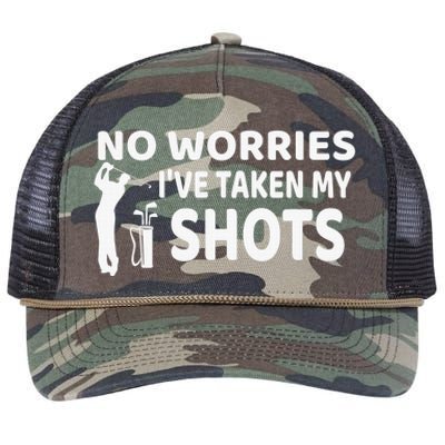 No Worries I’ve Taken My Shots Saying Funny Golf Player Retro Rope Trucker Hat Cap