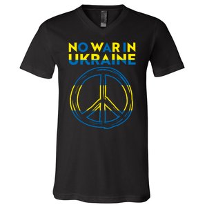 No War In Ukraine Peace Sign Symbol V-Neck T-Shirt