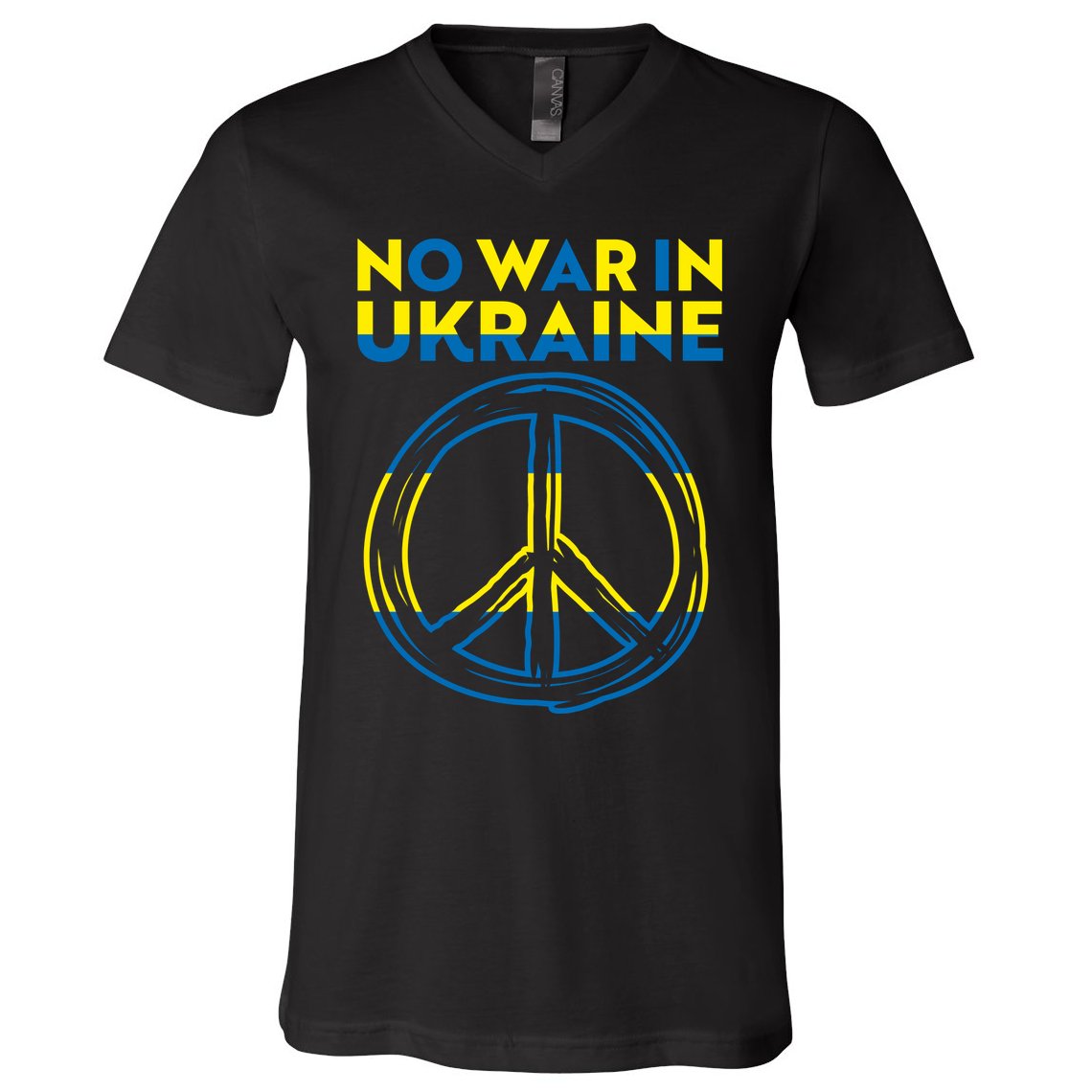 No War In Ukraine Peace Sign Symbol V-Neck T-Shirt