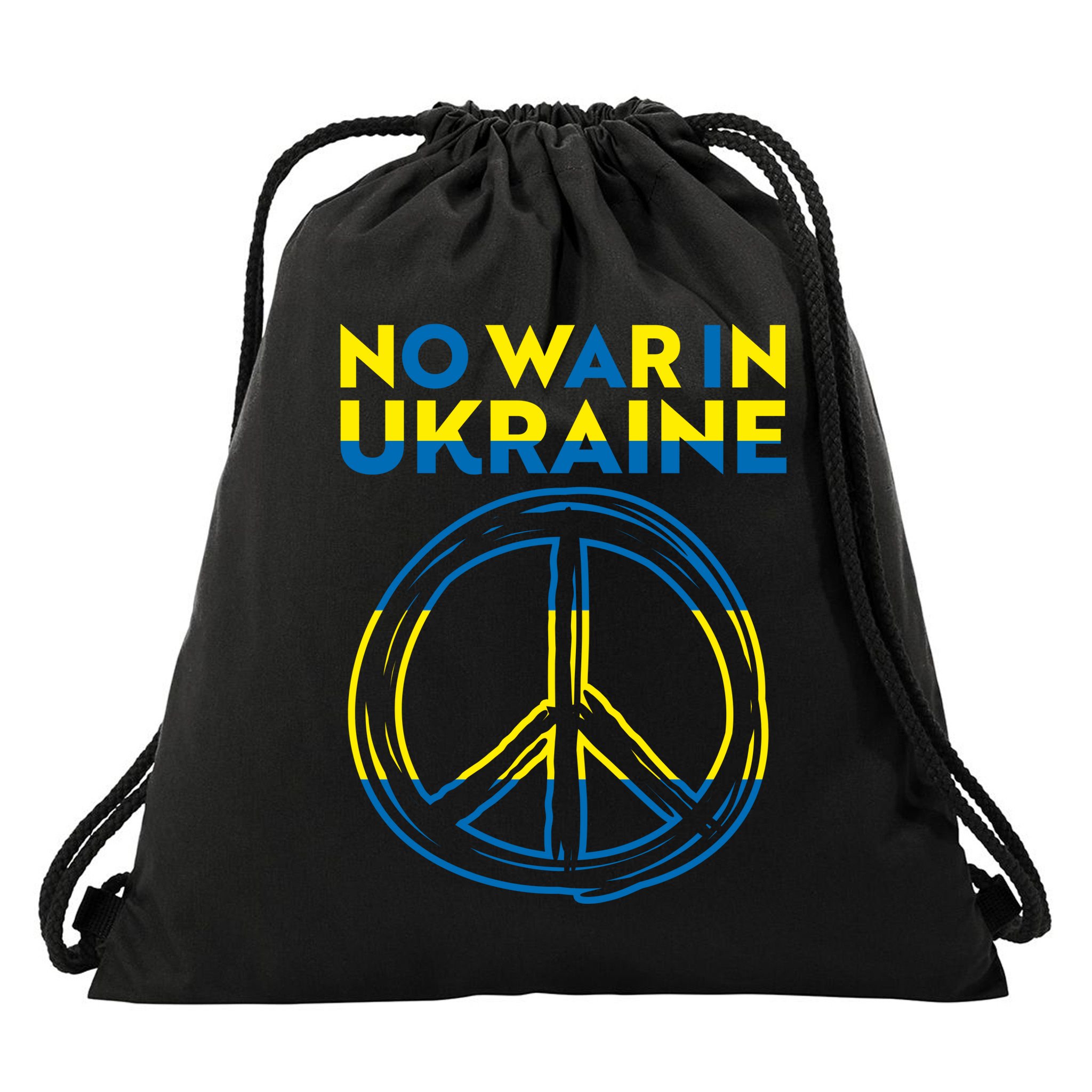 No War In Ukraine Peace Sign Symbol Drawstring Bag