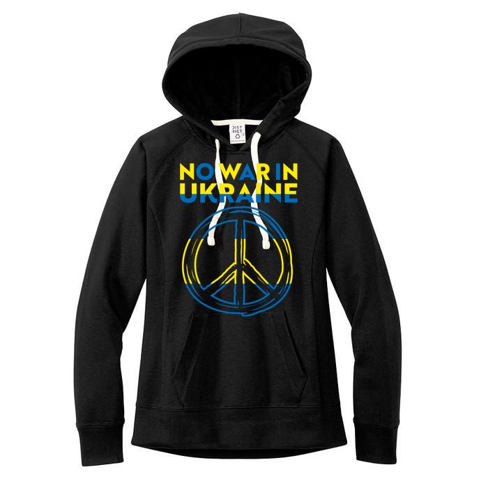 No War In Ukraine Peace Sign Symbol Women's Fleece Hoodie