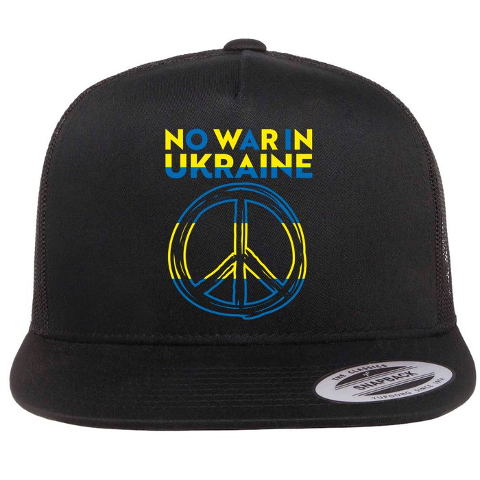 No War In Ukraine Peace Sign Symbol Flat Bill Trucker Hat