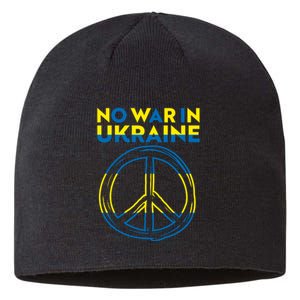 No War In Ukraine Peace Sign Symbol Sustainable Beanie