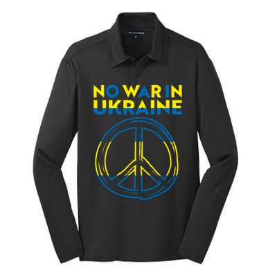 No War In Ukraine Peace Sign Symbol Silk Touch Performance Long Sleeve Polo