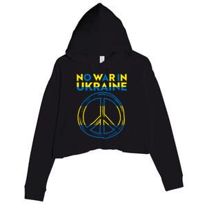 No War In Ukraine Peace Sign Symbol Crop Fleece Hoodie