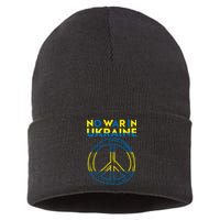 No War In Ukraine Peace Sign Symbol Sustainable Knit Beanie