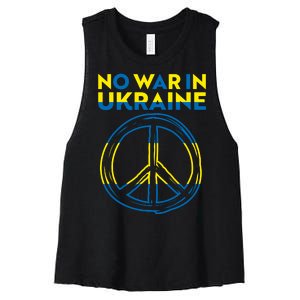 No War In Ukraine Peace Sign Symbol Women's Racerback Cropped Tank