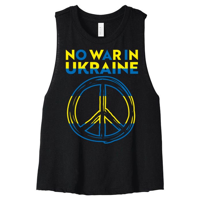 No War In Ukraine Peace Sign Symbol Women's Racerback Cropped Tank