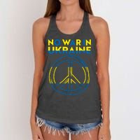 No War In Ukraine Peace Sign Symbol Women's Knotted Racerback Tank