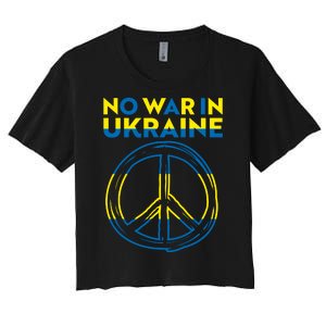 No War In Ukraine Peace Sign Symbol Women's Crop Top Tee