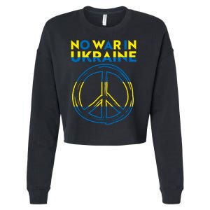 No War In Ukraine Peace Sign Symbol Cropped Pullover Crew