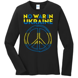 No War In Ukraine Peace Sign Symbol Ladies Long Sleeve Shirt