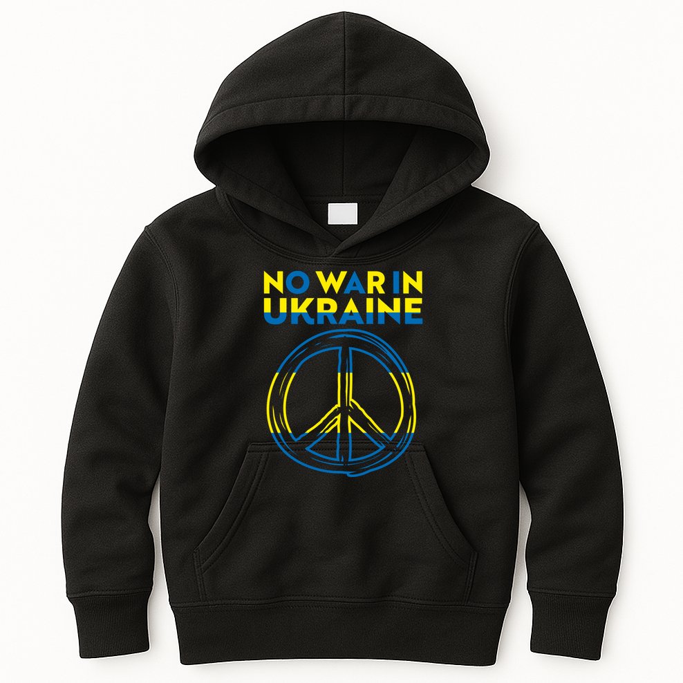 No War In Ukraine Peace Sign Symbol Kids Hoodie