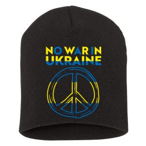 No War In Ukraine Peace Sign Symbol Short Acrylic Beanie