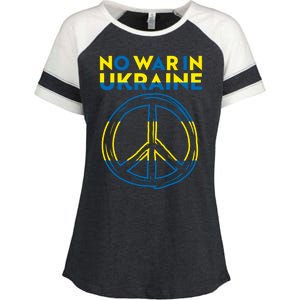 No War In Ukraine Peace Sign Symbol Enza Ladies Jersey Colorblock Tee