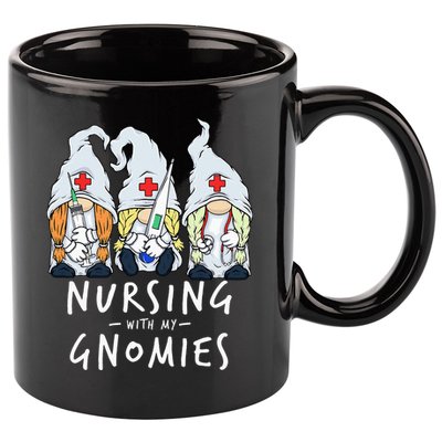 Nursing With My Gnomies Of Nurse Gnome In Scrubs For Women 11oz C Handle Ceramic Mug