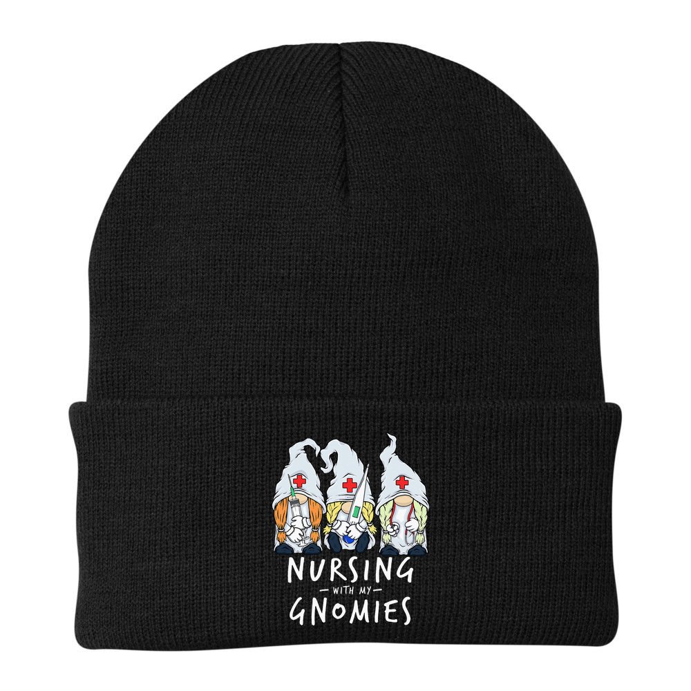 Nursing With My Gnomies Of Nurse Gnome In Scrubs For Women Beanie