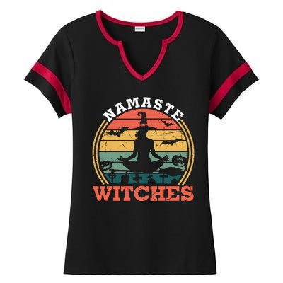 Namaste Witches Meditation Halloween Design Ladies Halftime Notch Neck Tee