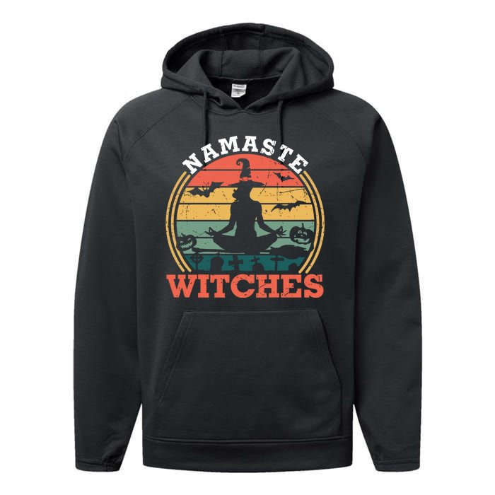 Namaste Witches Meditation Halloween Design Performance Fleece Hoodie