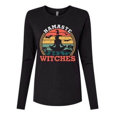 Namaste Witches Meditation Halloween Design Womens Cotton Relaxed Long Sleeve T-Shirt