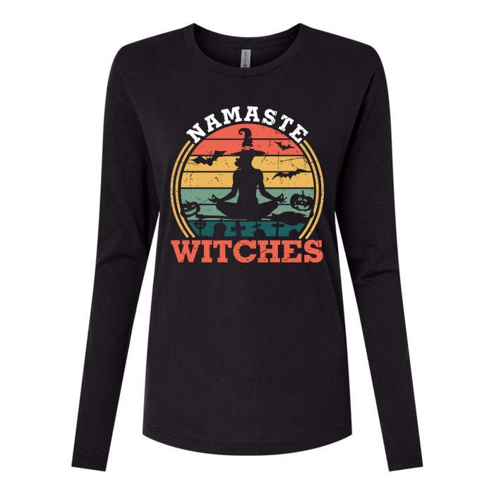 Namaste Witches Meditation Halloween Design Womens Cotton Relaxed Long Sleeve T-Shirt