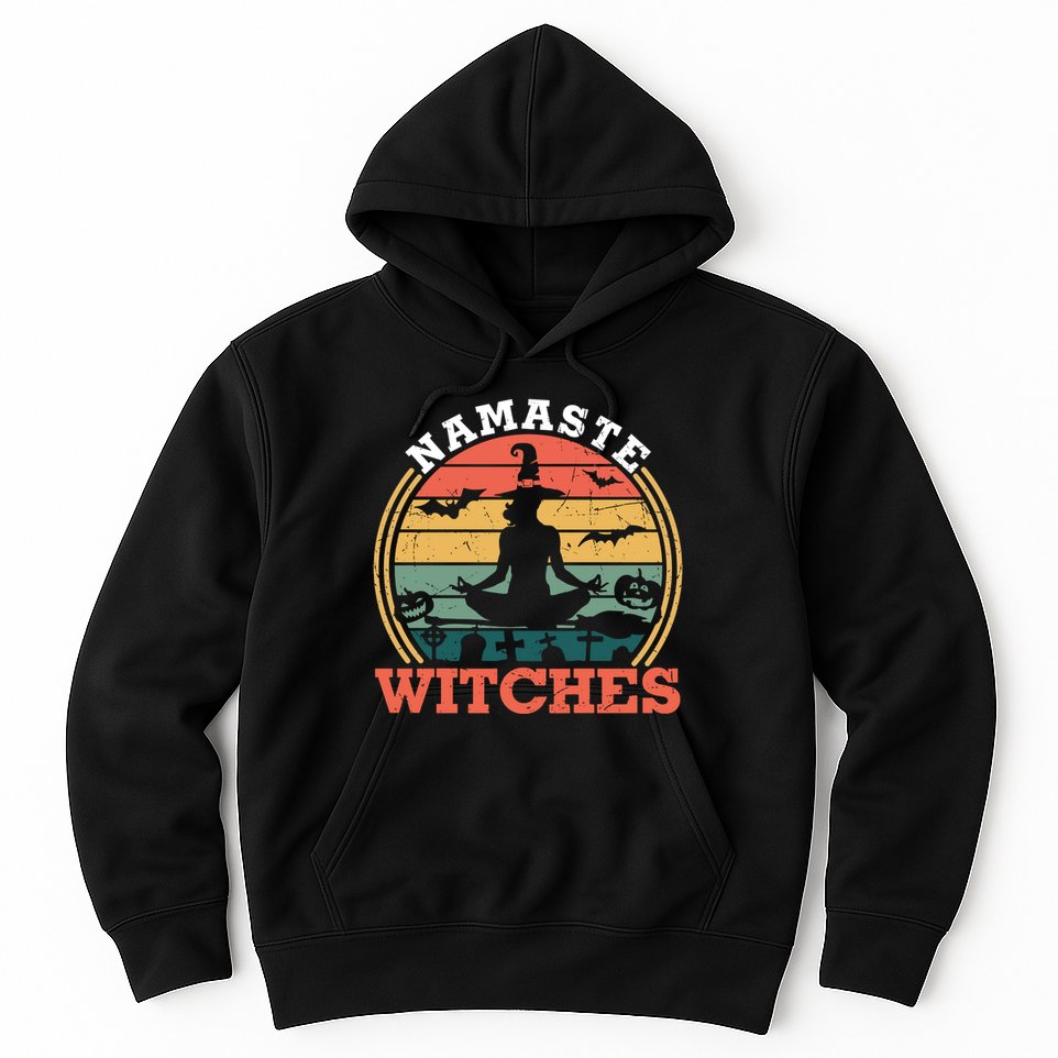 Namaste Witches Meditation Halloween Design Hoodie