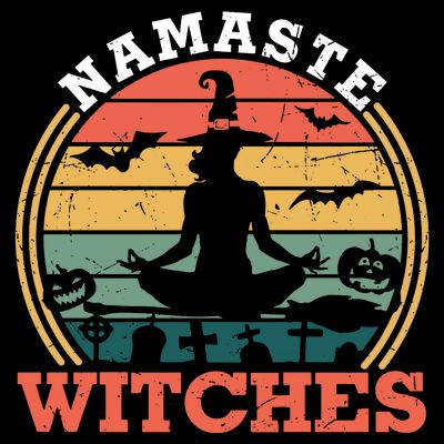 Namaste Witches Meditation Halloween Design T-Shirt