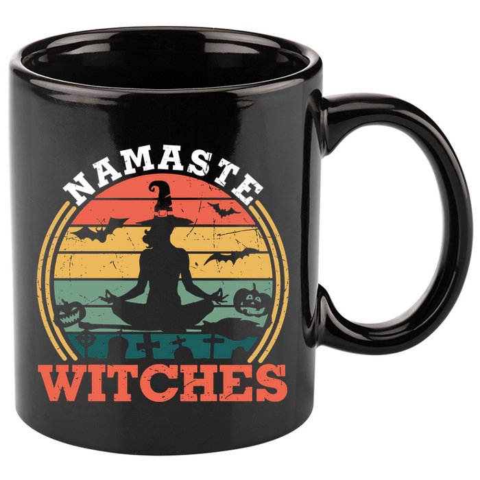 Namaste Witches Meditation Halloween Design 11oz C Handle Ceramic Mug