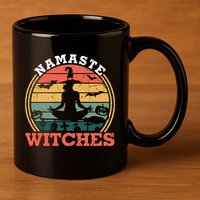 Namaste Witches Meditation Halloween Design 11oz C Handle Ceramic Mug