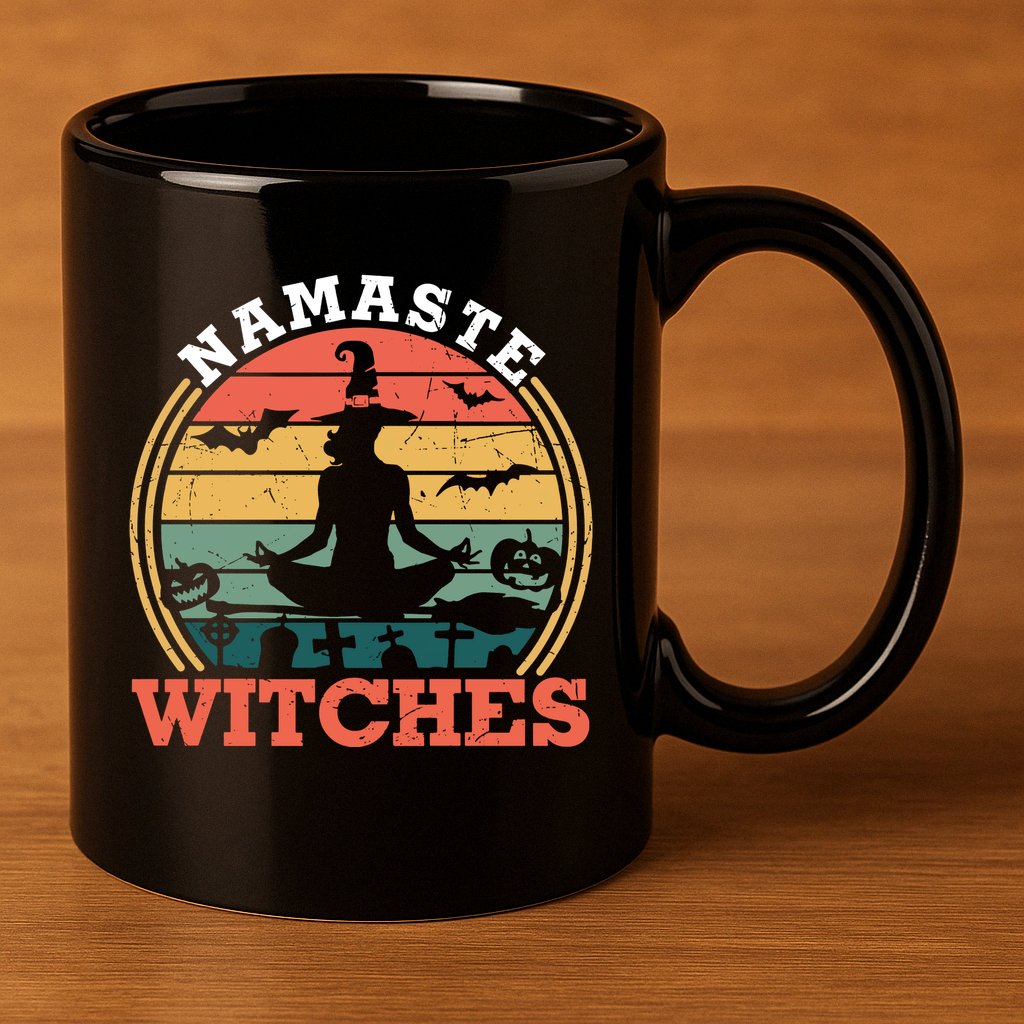 Namaste Witches Meditation Halloween Design 11oz C Handle Ceramic Mug