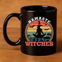 Namaste Witches Meditation Halloween Design 11oz C Handle Ceramic Mug
