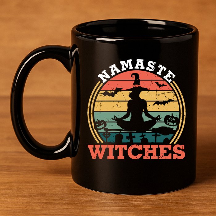 Namaste Witches Meditation Halloween Design 11oz C Handle Ceramic Mug