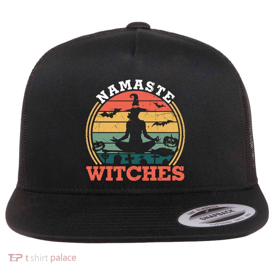 Namaste Witches Meditation Halloween Design Flatbill Hat
