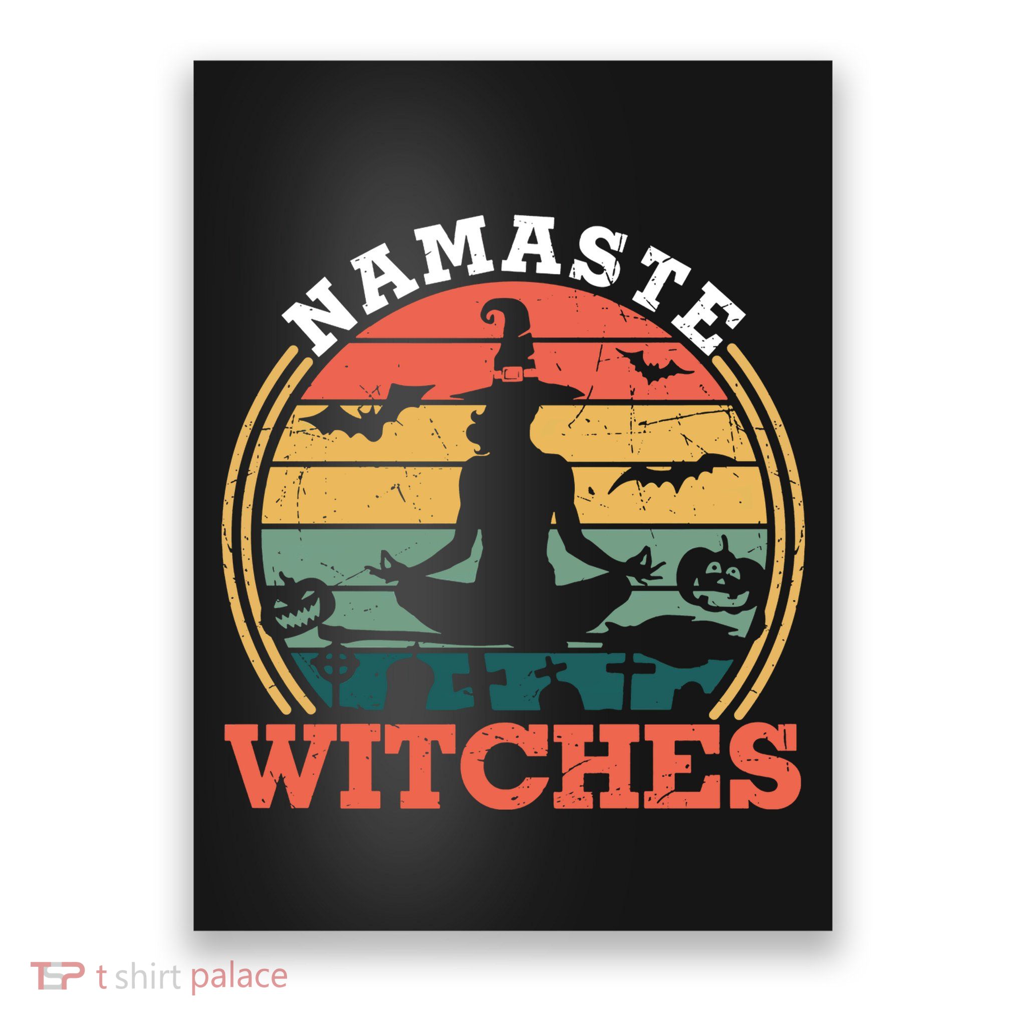 Namaste Witches Meditation Halloween Design Poster