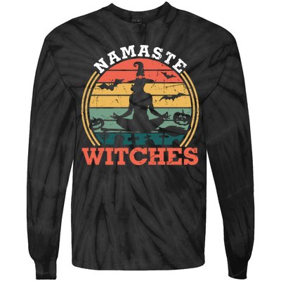 Namaste Witches Meditation Halloween Design Tie-Dye Long Sleeve Shirt