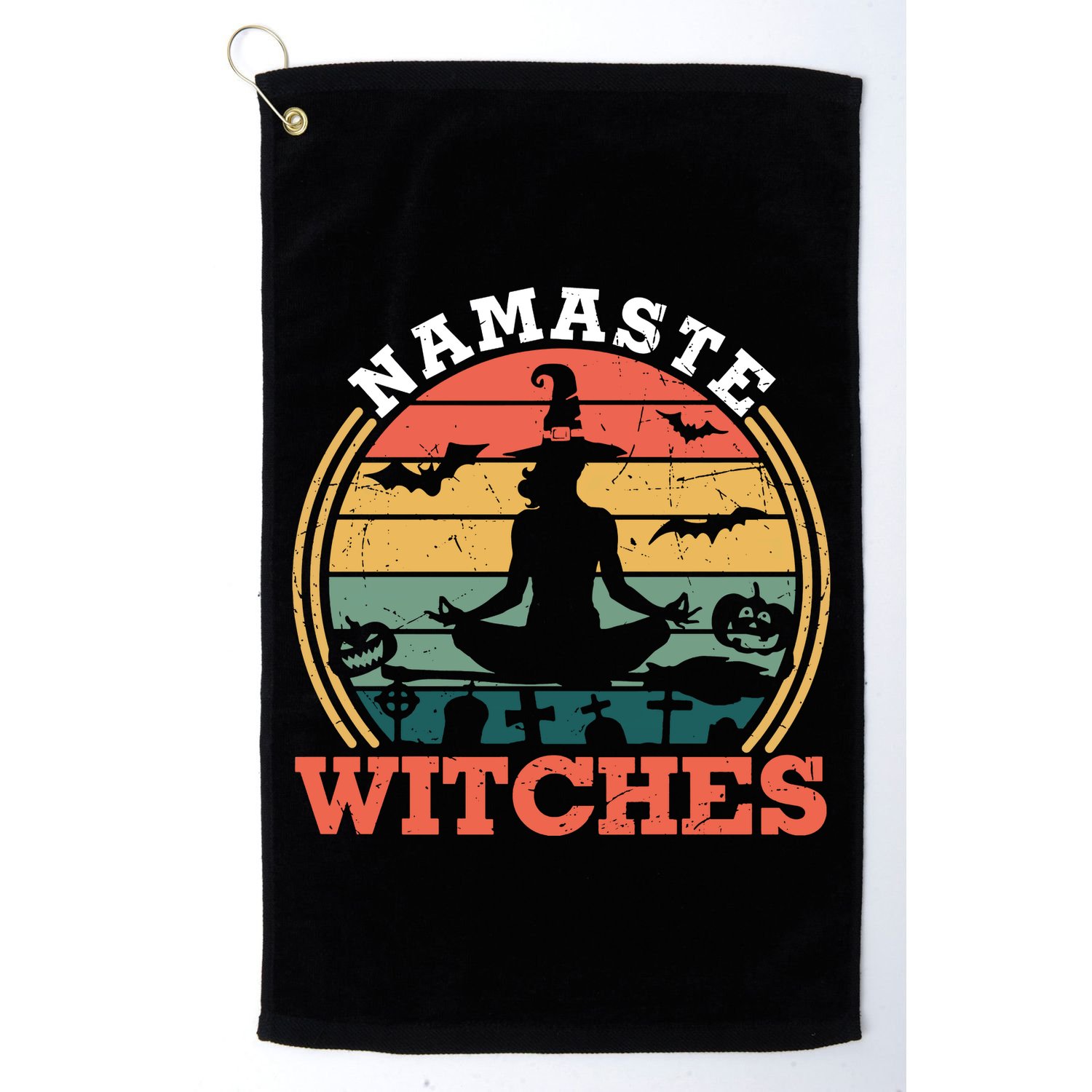 Namaste Witches Meditation Halloween Design Golf Towel